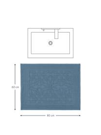 Baumwoll-Badvorleger Hammam mit Hoch-Tief-Muster, 100% Baumwolle, schwere Qualität, 1700 g/m², Blau, B 60 x L 80 cm