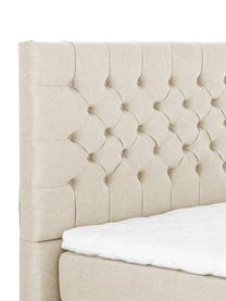 Letto boxspring premium Pheobe, Materasso: a molle insacchettate a 7, Piedini: legno di faggio massiccio, Beige, 180 x 200