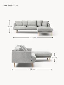 Ecksofa Adrian (3-Sitzer), Bezug: 47 % Viskose, 23 % Baumwo, Gestell: Sperrholz, Webstoff Hellgrau, B 255 x T 182 cm, Eckteil rechts