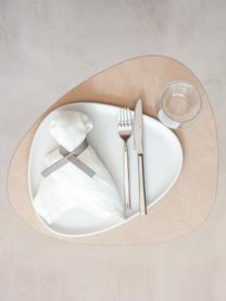Asymetrické stolové prestieranie z kože Curve, 4 ks, Koža, guma, Svetlobéžová, Š 44 x D 37 cm