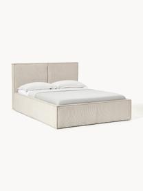 Letto imbottito in velluto a coste con vano contenitore Dream, Rivestimento: velluto a coste (92% poli, Piedini: legno di betulla Questo p, Velluto a coste beige chiaro, Larg. 140 x Lung. 200 cm