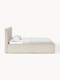 Letto imbottito in velluto a coste con vano contenitore Dream, Rivestimento: velluto a coste (92% poli, Piedini: legno di betulla Questo p, Velluto a coste beige chiaro, Larg. 140 x Lung. 200 cm