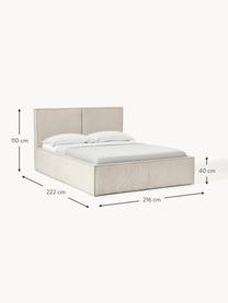 Cord-Polsterbett Dream mit Stauraum, Bezug: Cord (92 % Polyester, 8 %, Korpus: Fichtenholz, Spanplatte, , Füße: Birkenholz Dieses Produkt, Cord Hellbeige, B 140 x L 200 cm