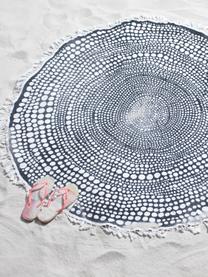 Toalla de playa Kivi, Parte delantera: terciopelo (algodón), Reverso: afelpado (algodón), Gris antracita, blanco, Ø 150 cm