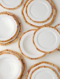 Assiette à déjeuner peinte à la main Bamboo, Céramique, Blanc cassé, beige, Ø 21 cm