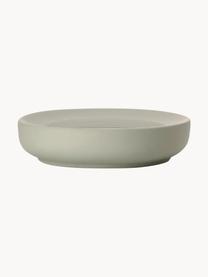 Porte-savon en porcelaine Ume, Céramique recouverte d'une surface Soft-Touch (plastique), Vert olive, Ø 12 x haut. 3 cm