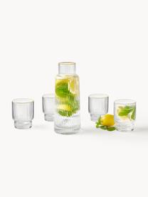 Carafe à eau artisanale avec bord doré Minna, Verre, soufflé bouche, Transparent avec bord doré, 1,1 L