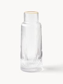 Carafe à eau artisanale avec bord doré Minna, Verre, soufflé bouche, Transparent avec bord doré, 1,1 L