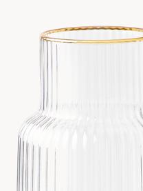 Carafe à eau artisanale avec bord doré Minna, 1,1 L, Transparent avec bord doré, 1,1 L