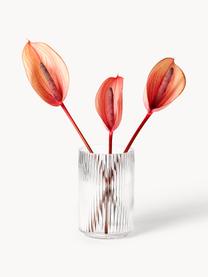 Mundgeblasene Deko-Vase Carlo mit Rillenrelief, H 20 cm, Transparent, Ø 13 x H 20 cm