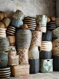 Súprava úložných košov z bambusu Batic, 2 diely, Béžová, tmavozelená, Súprava s rôznymi veľkosťami