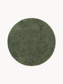 Tappeto rotondo morbido a pelo lungo Leighton, Microfibra (100% poliestere certificato GRS), Verde scuro, Ø 120 cm (taglia S)