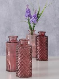Set de jarrones de vidrio Panja, 4 uds., Vidrio, Tonos rosas, Ø 6 x Al 14 cm