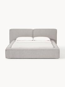 Letto imbottito in bouclé con contenitore Lennon, Rivestimento: bouclé (80% poliestere, 2, Rivestimento: schiuma, certificata Cert, Struttura: legno di pino massiccio, , Piedini: legno, plastica Questo pr, Bouclé grigio, Larg. 208 x Lung. 243 cm (superfice 140 x 200 cm)