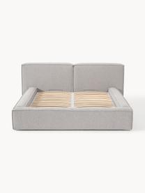 Letto imbottito in bouclé con contenitore Lennon, Rivestimento: bouclé (80% poliestere, 2, Rivestimento: schiuma, certificata Cert, Struttura: legno di pino massiccio, , Piedini: legno, plastica Questo pr, Bouclé grigio, Larg. 208 x Lung. 243 cm (superfice 140 x 200 cm)