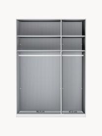 Drehtürenschrank Monaco mit Spiegeltür, 3-türig, Korpus: Holzwerkstoff, foliert, Griffe: Metall, beschichtet, Weiß, mit Spiegeltüren, B 149 x H 216 cm