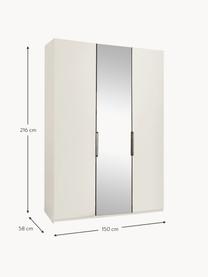 Armoire Monaco, 3 portes battantes, Blanc, portes miroir, larg. 149 x haut. 216 cm
