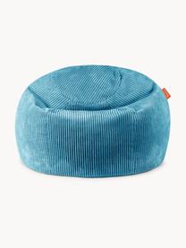 Pouf sacco per bambini in velluto a coste fatto a mano Flora, Rivestimento: velluto a coste (92% poli, Velluto a coste blu, Larg. 85 x Prof. 50 cm