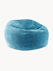 Pouf fait main en velours côtelé pour enfant Flora, Velours côtelé bleu, larg. 85 x haut. 50 cm