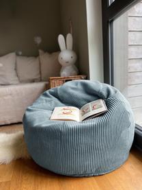 Pouf fait main en velours côtelé pour enfant Flora, Velours côtelé bleu, larg. 85 x haut. 50 cm