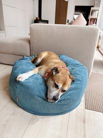 Pouf fait main en velours côtelé pour enfant Flora, Velours côtelé bleu, larg. 85 x haut. 50 cm