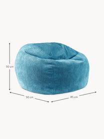 Pouf sacco per bambini in velluto a coste fatto a mano Flora, Rivestimento: velluto a coste (92% poli, Velluto a coste blu, Larg. 85 x Prof. 50 cm