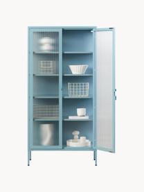 Metall-Vitrine The Collector mit geriffeltem Glas, Hellblau, B 85 x H 170 cm