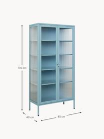 Metall-Vitrine The Collector mit geriffeltem Glas, Hellblau, B 85 x H 170 cm