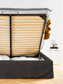 Gestoffeerd bed Feather met opbergruimte, Bekleding: polyester (gestructureerd, Frame: massief grenenhout en pla, Geweven stof antraciet, B 200 x L 200 cm