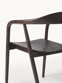 Krzesło z podłokietnikami z drewna Angelina, Drewno jesionowe lakierowane z certyfikatem FSC, sklejka lakierowana z certyfikatem FSC, Ciemne drewno jesionowe, S 57 x W 80 cm