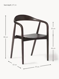 Dřevěná židle s područkami Angelina, Lakované jasanové dřevo
Lakovaná překližka

Tento produkt je vyroben z udržitelných zdrojů dřeva s certifikací FSC®., Tmavé jasanové dřevo, Š 57 cm, V 80 cm