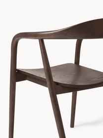 Krzesło z podłokietnikami z drewna Angelina, Ciemne drewno jesionowe, S 57 x W 80 cm