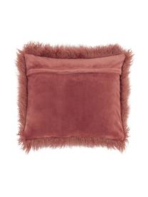 Housse de coussin 40x40 imitation fourrure frisée Morten, Terre cuite