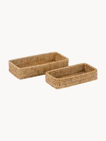 Handgefertigte Deko-Tabletts Güle aus Rattan, 2er-Set, Rattan, Beige, Set mit verschiedenen Größen