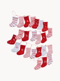 Adventskalender Socks L 200 cm, Vilt, Rood, roze, wit, L 200 cm