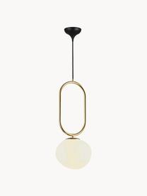 Kleine glazen bollen hanglamp Shapes, Lampenkap: opaalglas, mondgeblazen, Crèmewit, goudkleurig, Ø 22 cm