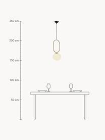 Petite suspension boule en verre Shapes, Blanc crème, doré, Ø 22 x haut. 300 cm