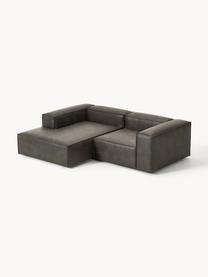 Modulaire hoekbank Lennon van gerecycled leer, Bekleding: gerecycled leer (70% leer, Frame: massief hout, multiplex, Poten: kunststof Dit product is , Leer taupe, B 238 x D 180 cm, hoekdeel links