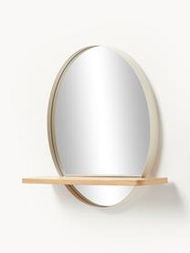 Espejo de pared redondo Kenny, Estante: tablero de fibras de dens, Espejo: cristal, Beige, madera clara, An 70 x Al 60 cm