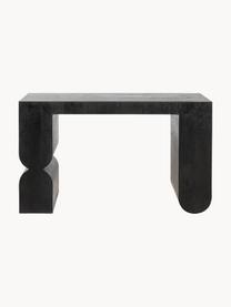 Handgemaakte houten console Curve, MDF met essenhoutfineer, Hout, zwart gelakt, B 120 x H 76 cm