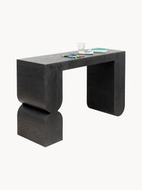 Handgemaakte houten console Curve, MDF met essenhoutfineer, Hout, zwart gelakt, B 120 x H 76 cm