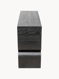 Console en bois faite à la main Curve, MDF avec placage en frêne, Bois, noir laqué, larg. 120 x haut. 76 cm