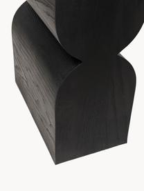 Handgemaakte houten console Curve, MDF met essenhoutfineer, Hout, zwart gelakt, B 120 x H 76 cm