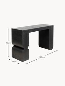 Handgemaakte houten console Curve, MDF met essenhoutfineer, Hout, zwart gelakt, B 120 x H 76 cm