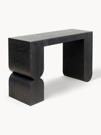 Console artisanale en bois Curve, MDF avec placage en frêne, Noir, larg. 120 x haut. 76 cm