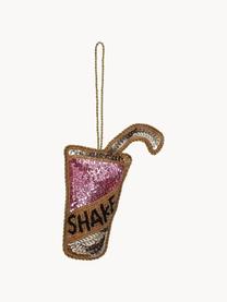 Baumanhänger Milkshake, Kunststoff, Rosa, Goldfarben, Weiss, B 9 x H 12 cm