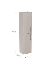 Hoge badkamerkast Orna met hoogglans, Handvatten: aluminium, gecoat, Beige, B 40 x H 180 cm