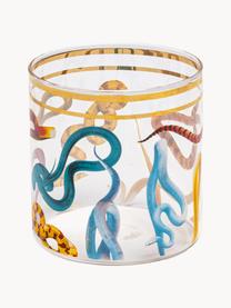 Waterglas Snakes, Decoratie: goudkleurig, Slangen, Ø 8 x H 9 cm, 370 ml