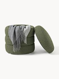 Pouf en bouclette avec rangement Alto, Bouclette vert foncé, Ø 44 x haut. 48 cm