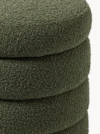 Pouf in bouclé con contenitore Alto, Rivestimento: bouclé (100% poliestere) , Struttura: legno di pino massiccio, , Bouclé verde scuro, Ø 43 x Alt. 48 cm